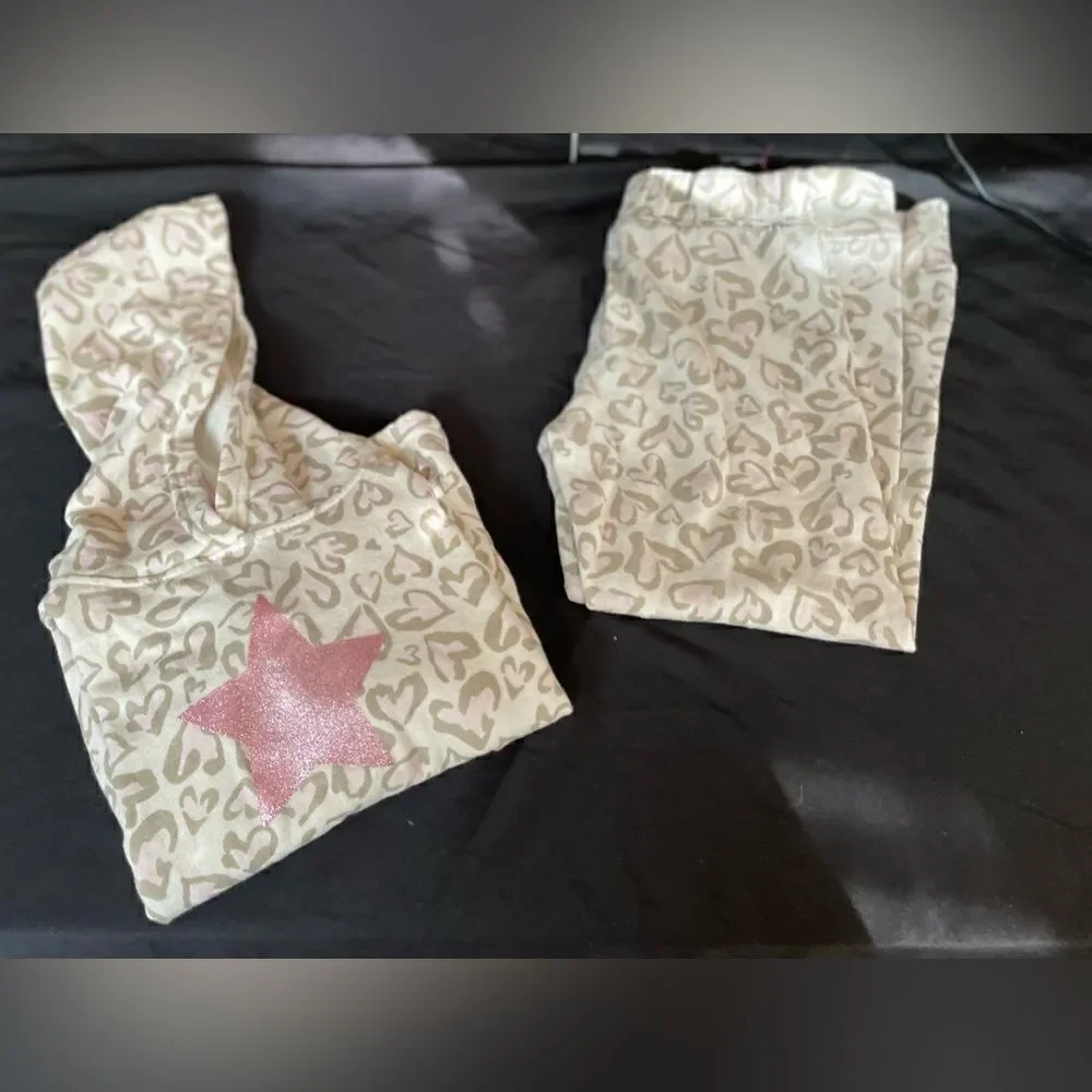 6X Size Build a Bundle! 2 pc Fleece Animal Print Hearts Hoodie & Pants Set EPC